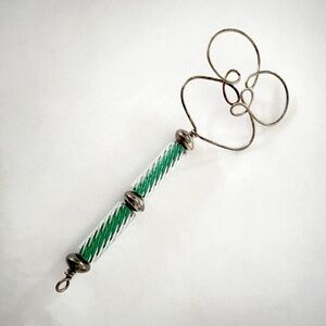 Vintage whimsical Sterling Silver and glass blow bubble wand 1991